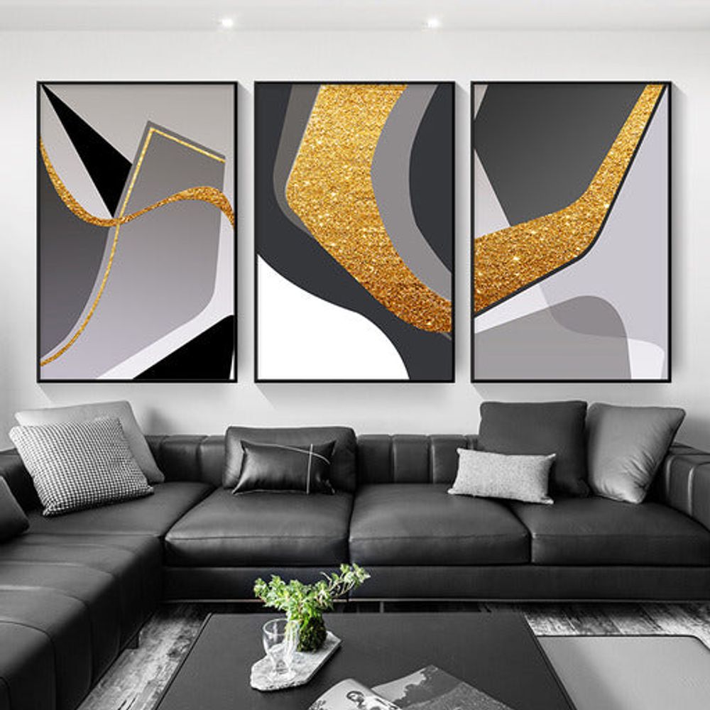 Fusion Set of 3 Alloy Matt - Black Frame Wall Art