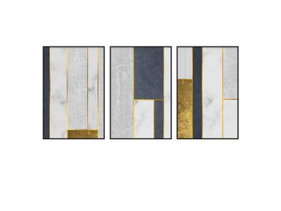 Sunday Set of 3 Alloy Matt - Black Frame Wall Art