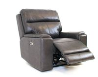 Genova Genuine Leather Power Reclining Chair - Dark Grey