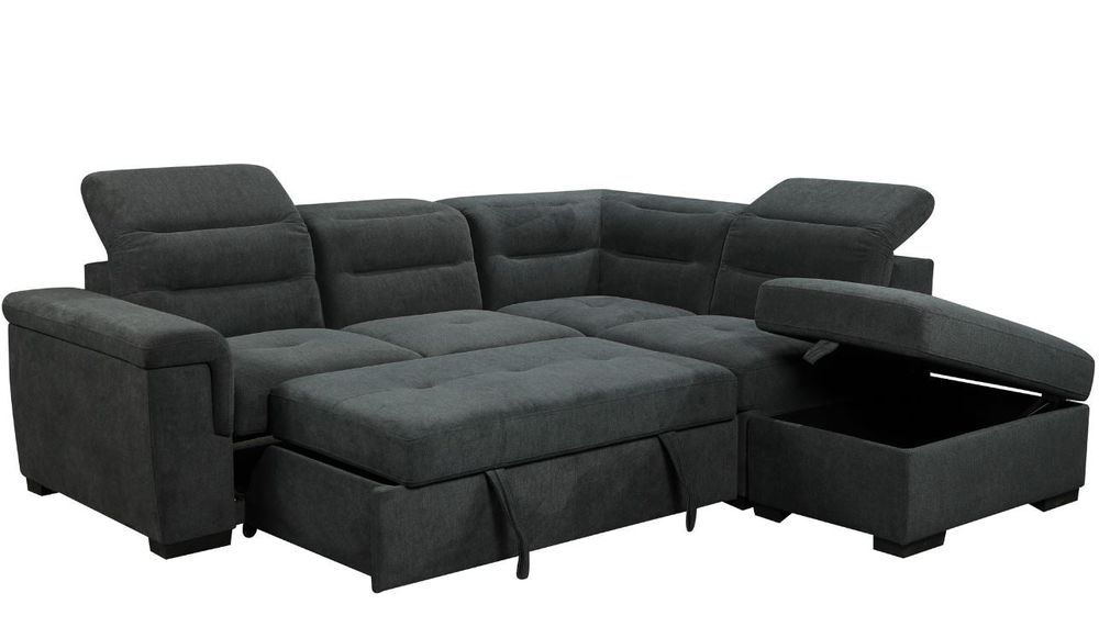 Jergen Sleeper Sectional w/Storage Ottoman-Right Chaise-Slate