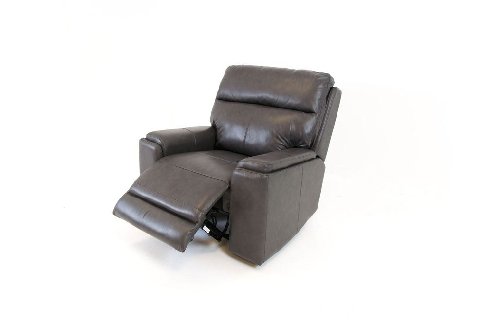 Genova Genuine Leather Power Reclining Chair - Dark Grey