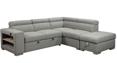 Guido Sleeper Sectional w/Storage Ottoman-Right Chaise-Grey