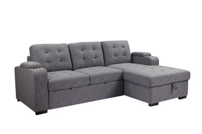 Maria Sleeper Sectional-Right Chaise-Linen Grey