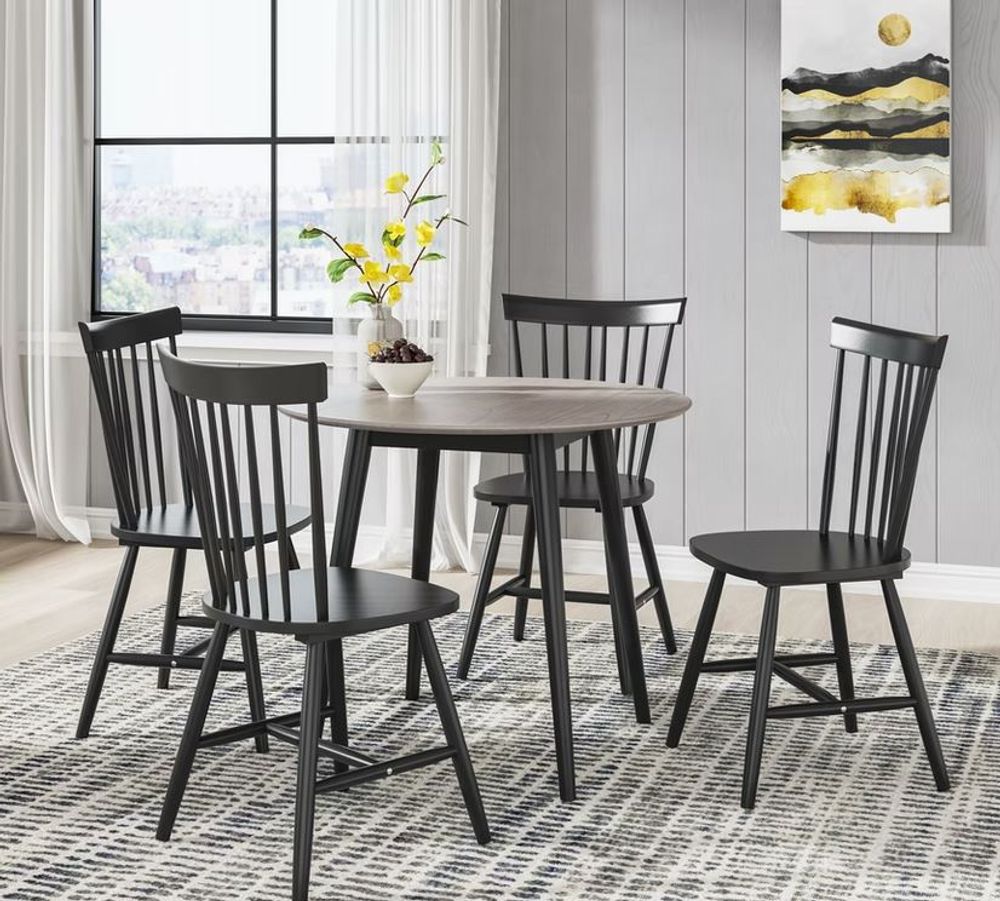 Windsor Round Dropleaf Condo Size Dining Table Grey/Black D475-12-03