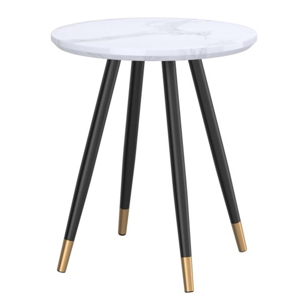 Emery Round Accent Table in White