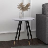 Emery Round Accent Table in White