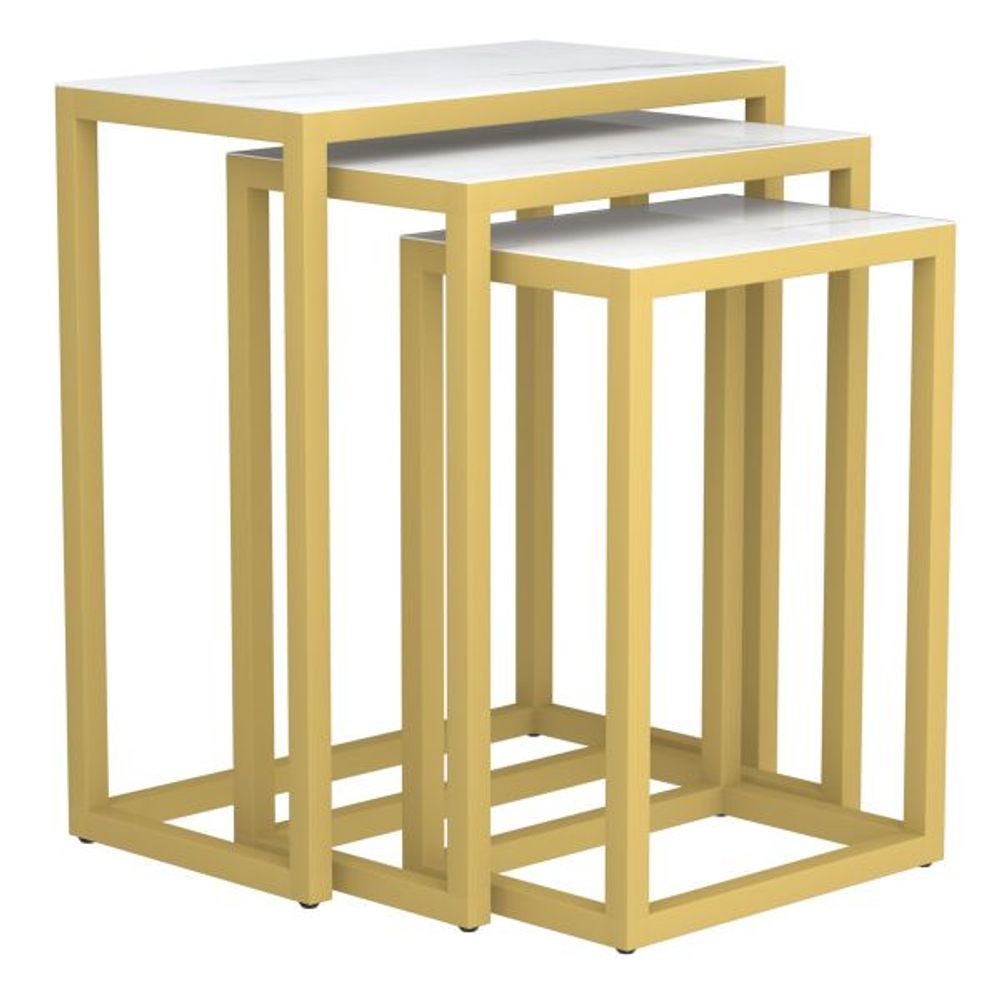 Manav 3pc Accent Table in Antique Gold