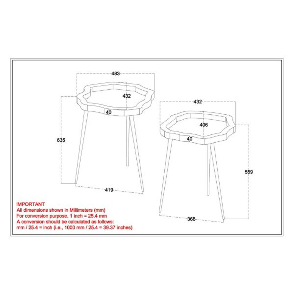 Disha 2pc Accent Table Set in Black