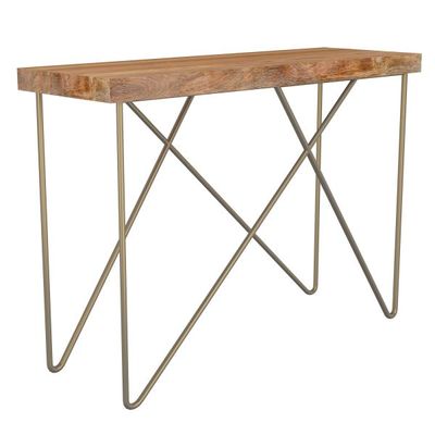 Madox Console Table in Natural & Aged Gold