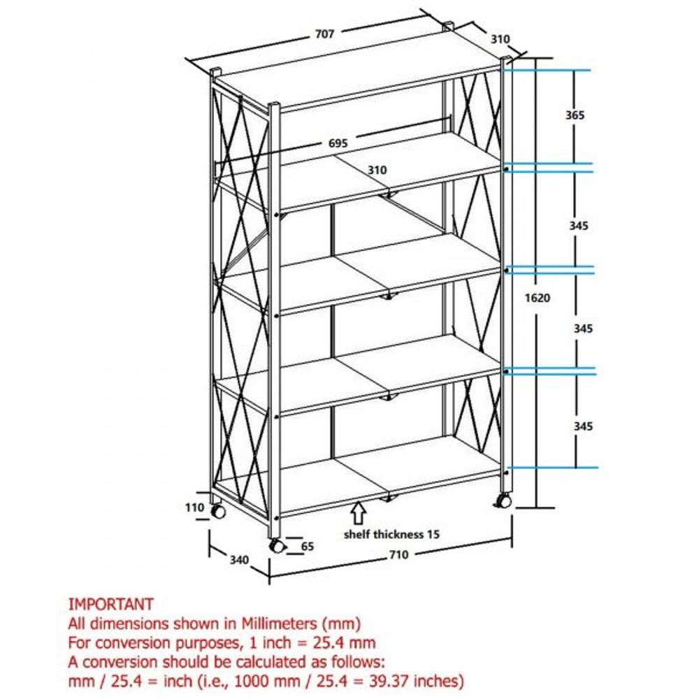 Quby Foldable -Tier Shelf in