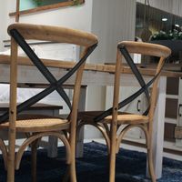 Cross Back Chair w/ Rattan Seat