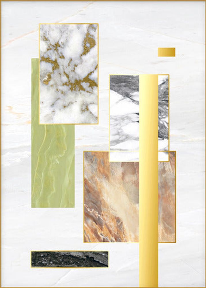 Eternal Glass Golden Leaf  Set of 3 - Golden Frame Wall Art