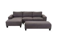 Alberto Left  Chaise Sectional With Storage Ottoman - Gray