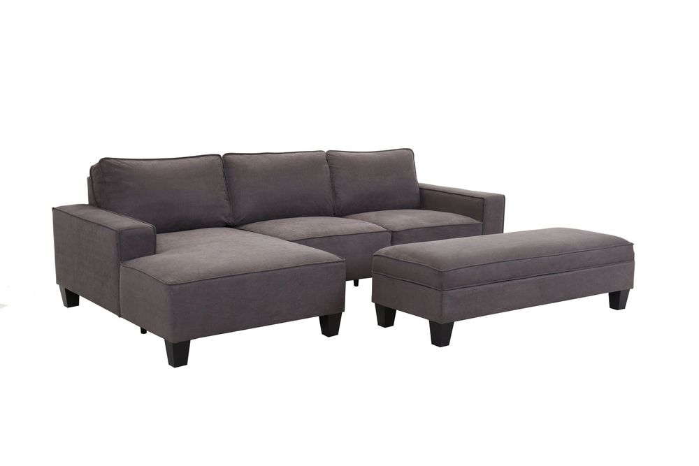 Alberto Left  Chaise Sectional With Storage Ottoman - Gray