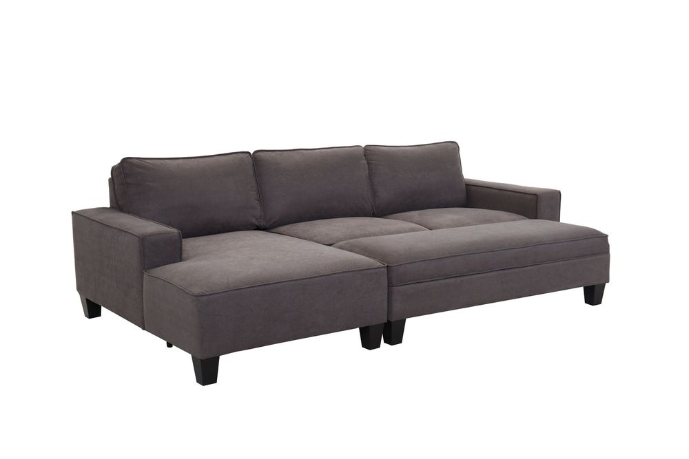 Alberto Left  Chaise Sectional With Storage Ottoman - Gray