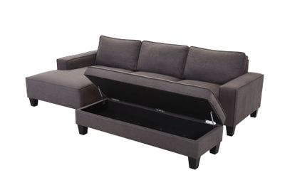 Alberto Left  Chaise Sectional With Storage Ottoman - Gray