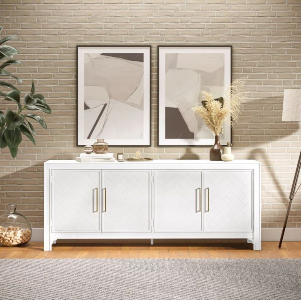 Gramercy 4 door accent cabinet white