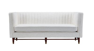 LUIGI Mid Century Fabric  Loveseat - Stardust Ivory