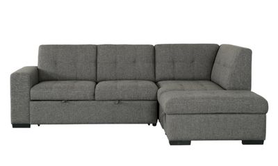 Triton Sleeper Sectional w/Storage-Right Chaise-Crispin Ash