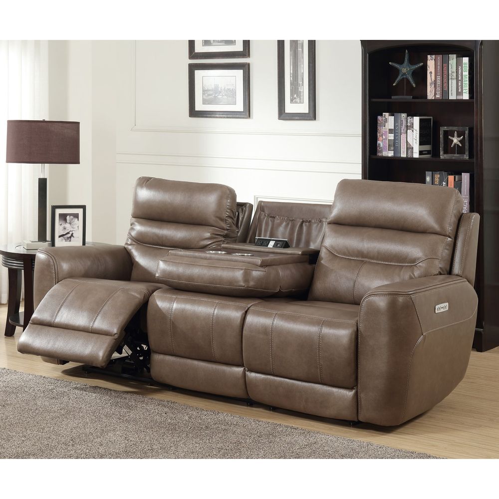 Marcella Genuine Leather Power Recliner Sofa With Drop Down Table