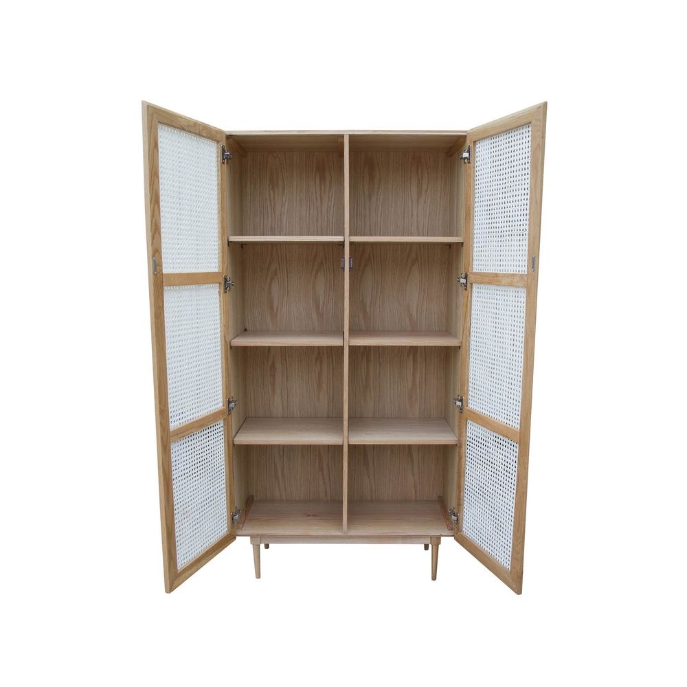 Cane Bookcase With Full Doors