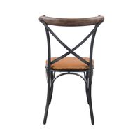 Metal Crossback Chair with Cognac Seat Cushion