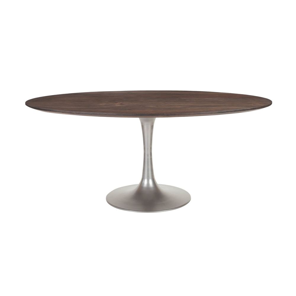 Aspen Oval Dining Table with Silver Base - Vinegar Matte