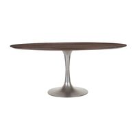 Aspen Oval Dining Table with Silver Base - Vinegar Matte