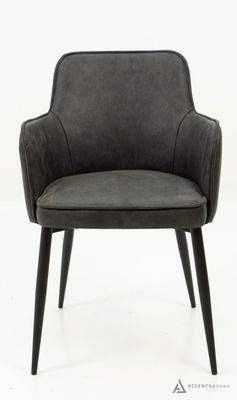 Cynthia Upholstered Arm Chair Faux Leather-Dark Grey PU