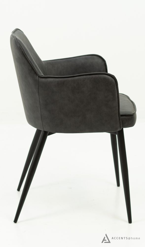 Cynthia Upholstered Arm Chair Faux Leather-Dark Grey PU