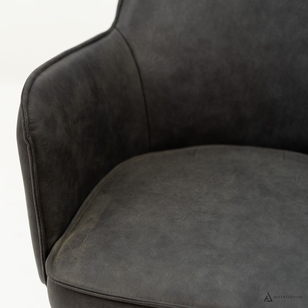 Cynthia Upholstered Arm Chair Faux Leather-Dark Grey PU