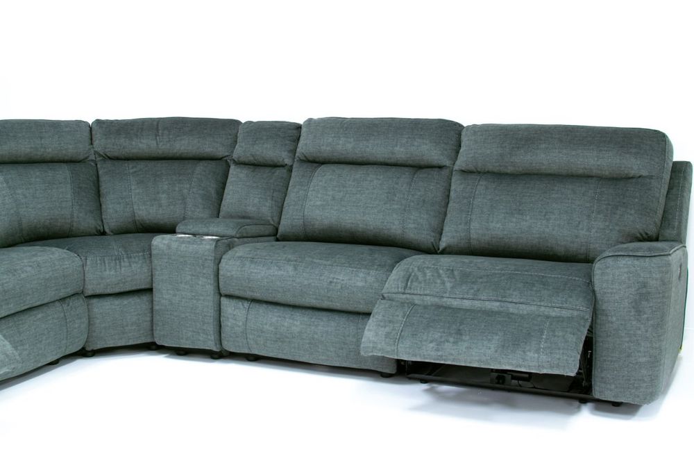 CHARLESTON FABRIC POWER RECLINING 6 PIECE SECTIONAL- GREY