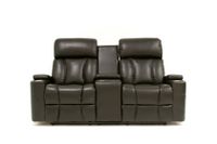 Aviator Leather Gel Power Recliner Console Loveseat - Black