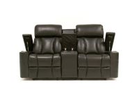 Aviator Leather Gel Power Recliner Console Loveseat - Black