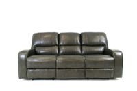 Reynolds Genuine Leather Power Reclining Sofa with Power Headrest - Grey