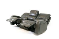 Reynolds Genuine Leather Power Reclining Sofa with Power Headrest - Grey