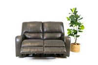 Reynolds Genuine Leather Power Reclining Loveseat  with Power Headrest- Grey