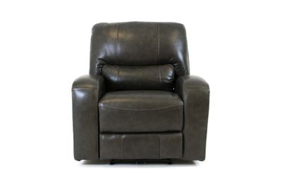 Reynolds Genuine Leather Power Recliner Chair with Power Headrest - Grey