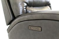 Reynolds Genuine Leather Power Recliner Chair with Power Headrest - Grey