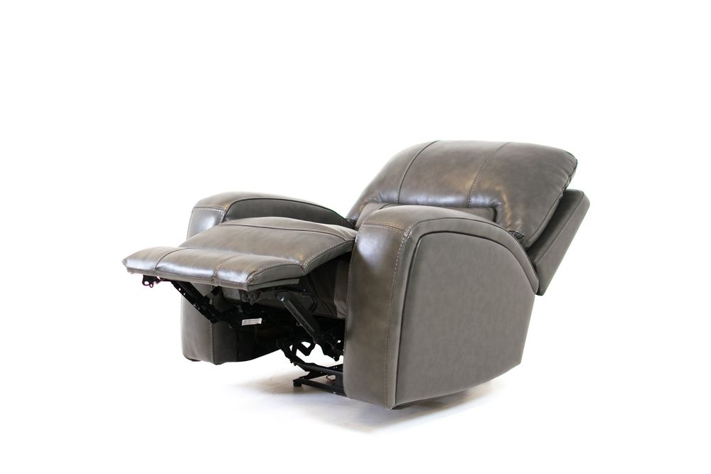 Reynolds Genuine Leather Power Recliner Chair with Power Headrest - Grey