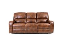 Renault Power Reclining Sofa with Power Headrest - Brown Bark Leather Gel