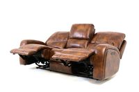 Renault Power Reclining Sofa with Power Headrest - Brown Bark Leather Gel