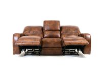 Renault Power Reclining Sofa with Power Headrest - Brown Bark Leather Gel