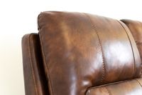 Renault Power Reclining Sofa with Power Headrest - Brown Bark Leather Gel