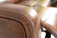 Renault Power Reclining Sofa with Power Headrest - Brown Bark Leather Gel