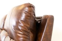 Renault Power Reclining Sofa with Power Headrest - Brown Bark Leather Gel