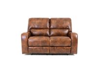 Renault Power Reclining Loveseat  with Power Headrest- Brown Bark Leather Gel