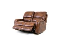 Renault Power Reclining Loveseat  with Power Headrest- Brown Bark Leather Gel