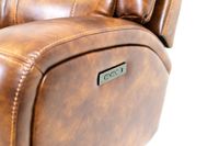 Renault Power Reclining Loveseat  with Power Headrest- Brown Bark Leather Gel