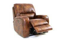 Renault Power Recliner Chair with Power Headrest- Brown Bark Leather Gel